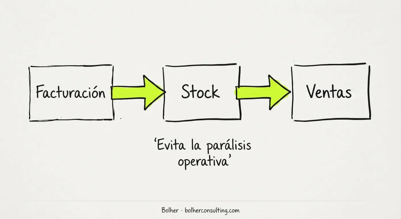 Diagrama de flujo mostrando la implantación gradual de un ERP por módulos.