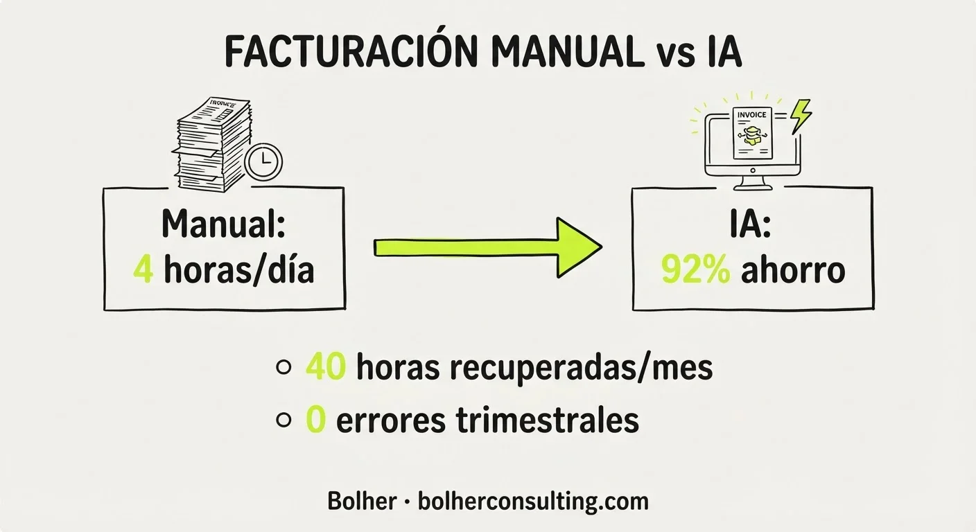 Gráfico comparativo de ahorro de tiempo en facturación para despachos de abogados con IA.